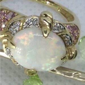 Estate 14k Opal Pink Sapphire/ Diamond Ring